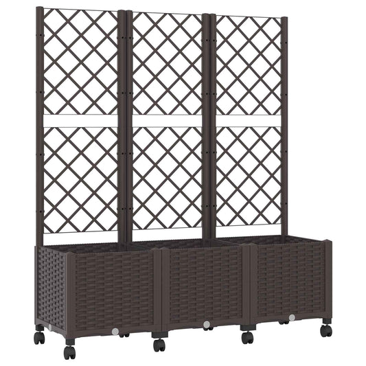 Hageplanter med espalier og hjul Brun 120 x 40 x 146 cm PP