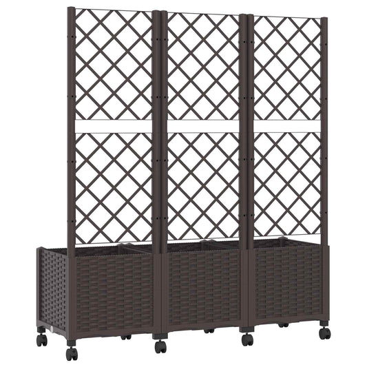 Hageplanter med espalier og hjul Brun 120 x 40 x 146 cm PP