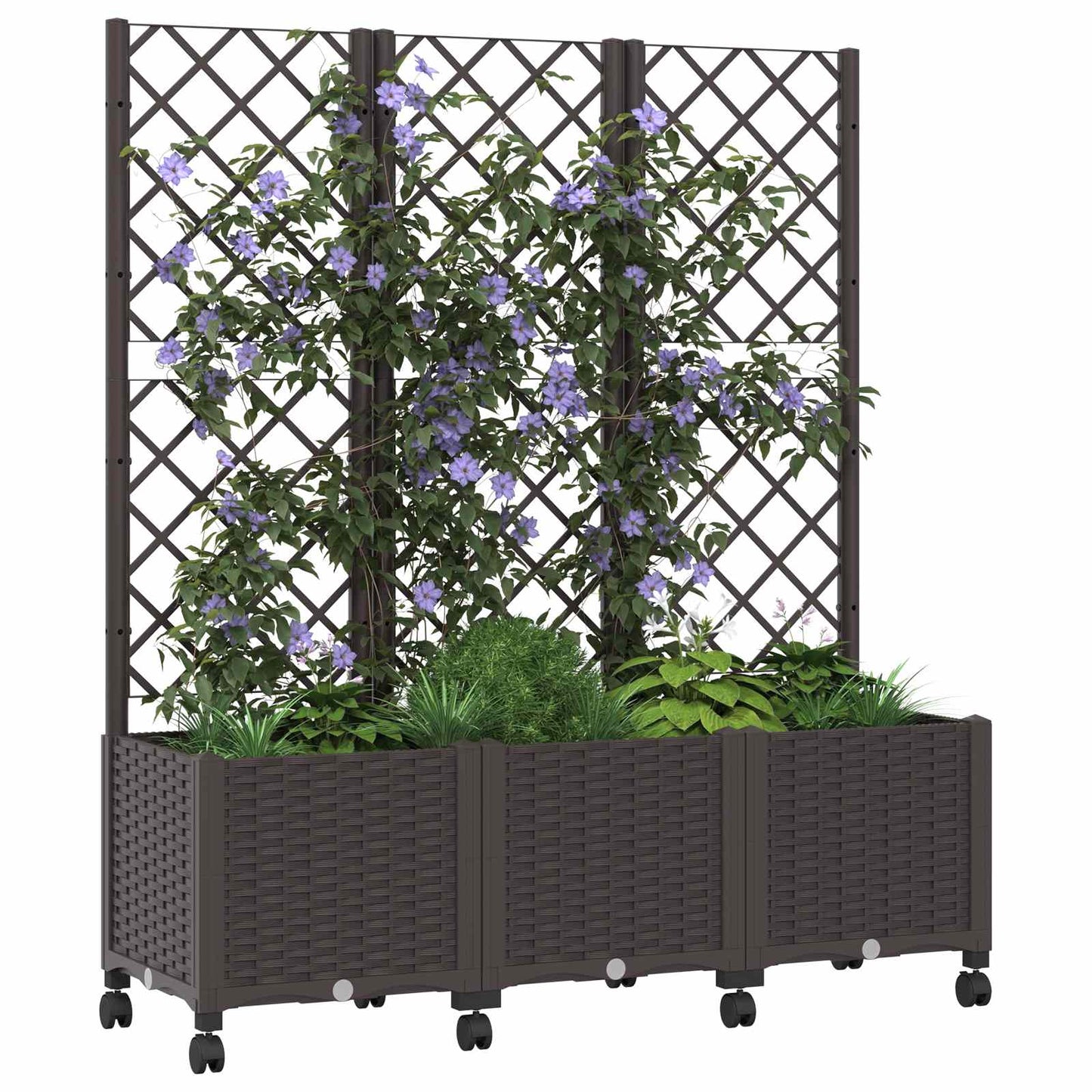 Hageplanter med espalier og hjul Brun 120 x 40 x 146 cm PP