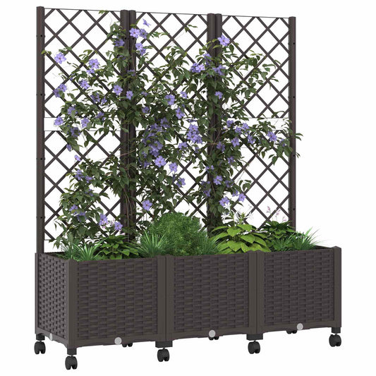 Hageplanter med espalier og hjul Brun 120 x 40 x 146 cm PP