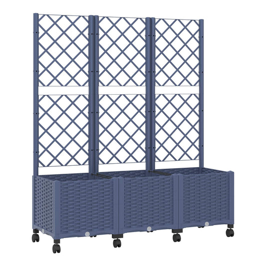 Hageplanter med espalier og hjul Blågrå 120 x 40 x 146 cm PP
