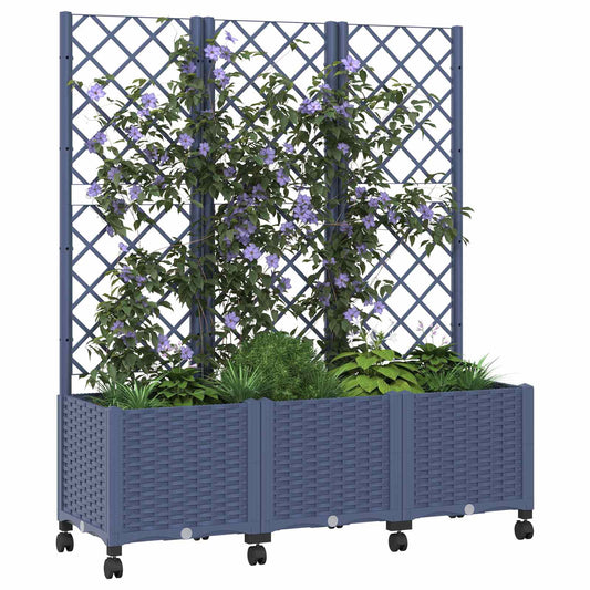 Hageplanter med espalier og hjul Blågrå 120 x 40 x 146 cm PP