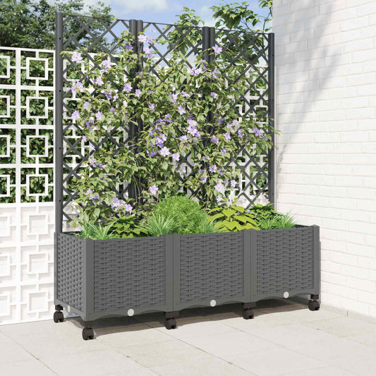Hageplanter med espalier og hjul Lysegrå 120 x 40 x 146 cm PP