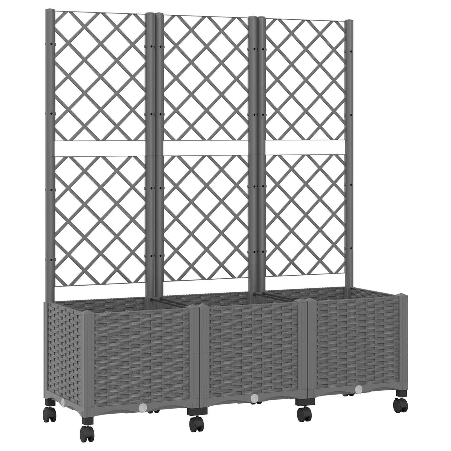 Hageplanter med espalier og hjul Lysegrå 120 x 40 x 146 cm PP