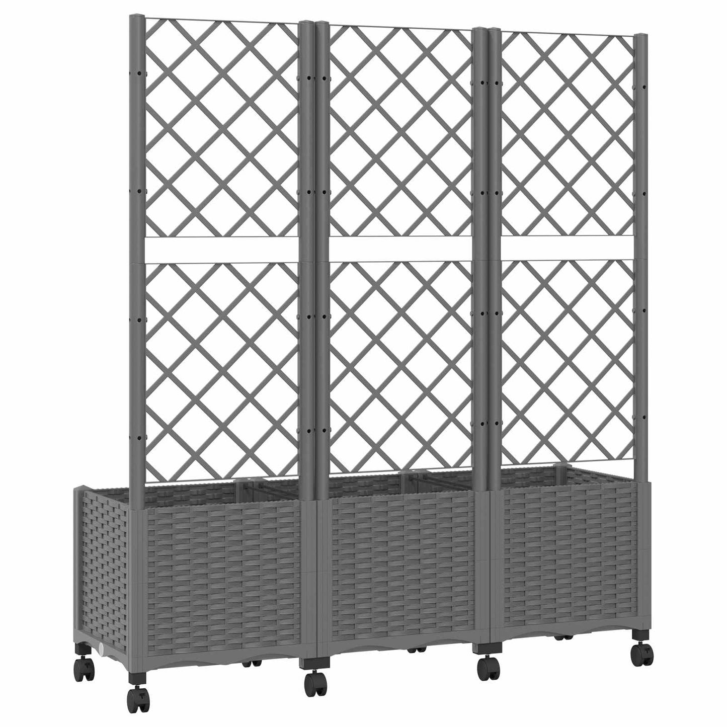 Hageplanter med espalier og hjul Lysegrå 120 x 40 x 146 cm PP