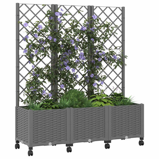 Hageplanter med espalier og hjul Lysegrå 120 x 40 x 146 cm PP