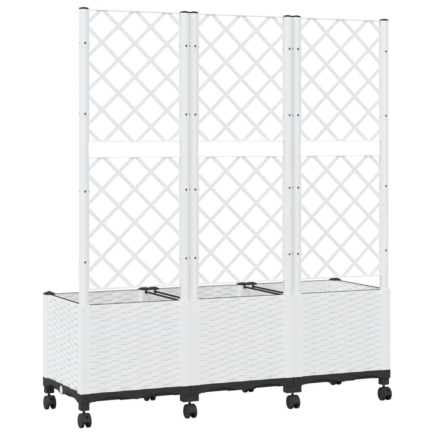 Hageplanter med espalier og hjul Hvit 120 x 40 x 146 cm PP