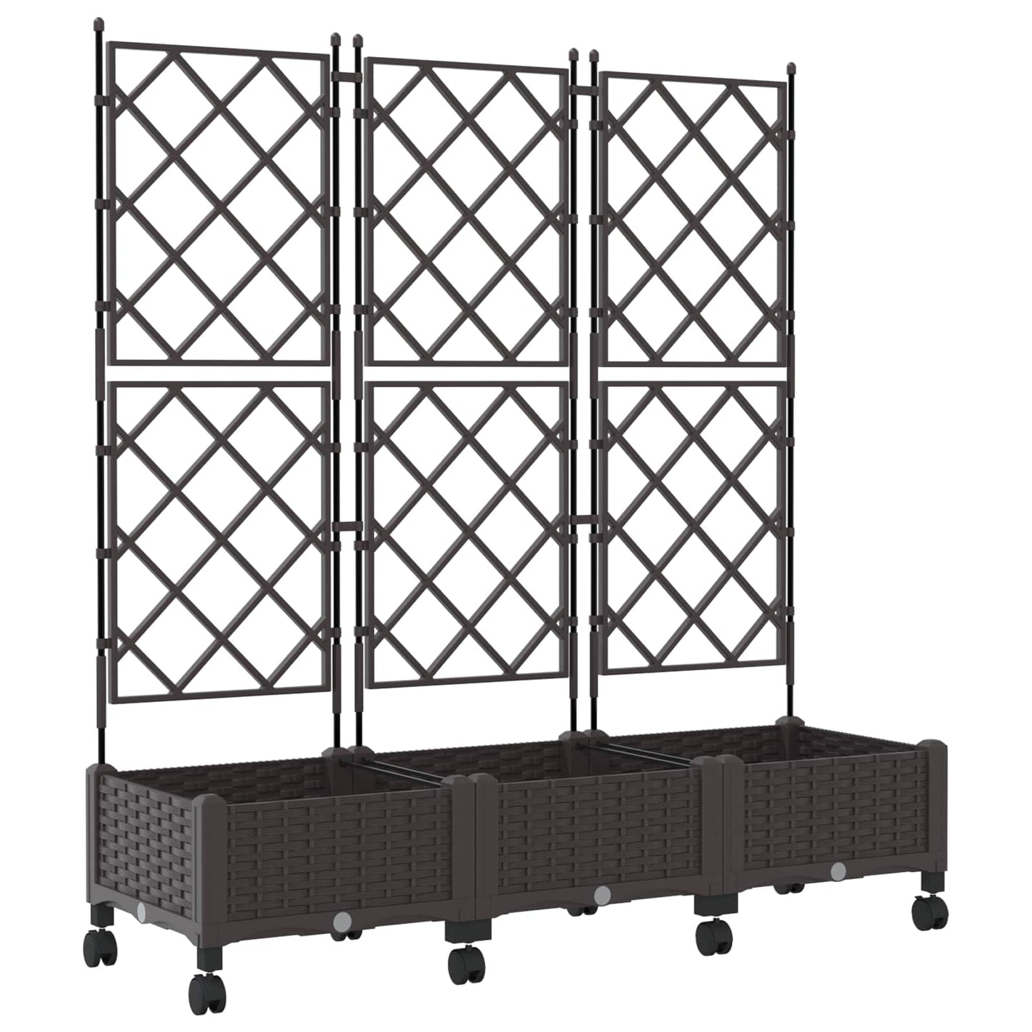 Hageplanter med espalier og hjul 3 stk. Brun PP
