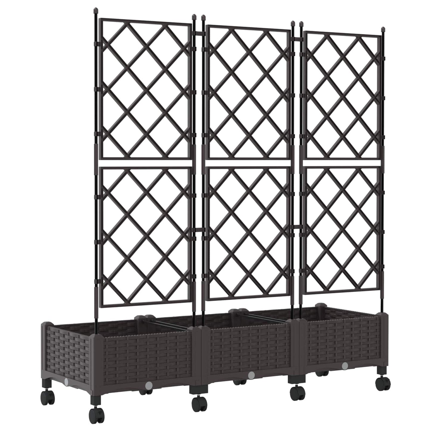 Hageplanter med espalier og hjul 3 stk. Brun PP