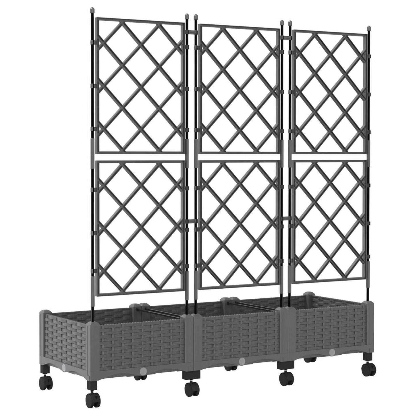 Hageplanter med espalier og hjul 3 stk. Lysegrå PP