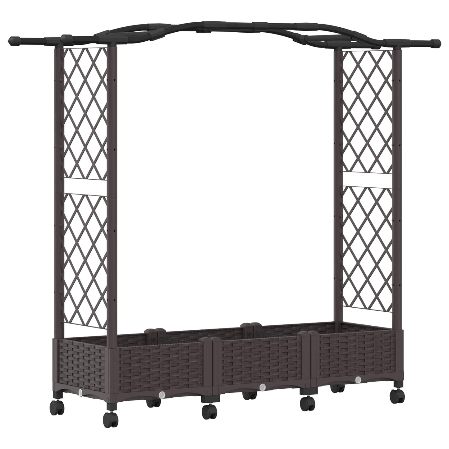 Hevet seng med espalier og hjul Brun 169 x 40 x 129 cm PP