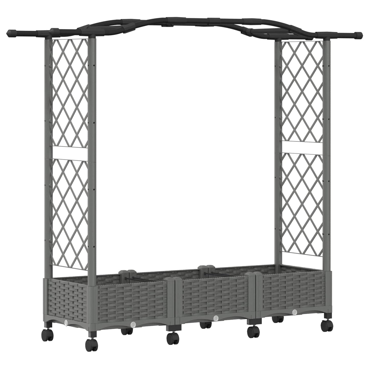 Hevet Bed med Trellis og Tak Lysegrå 169 x 40 x 129 cm PP