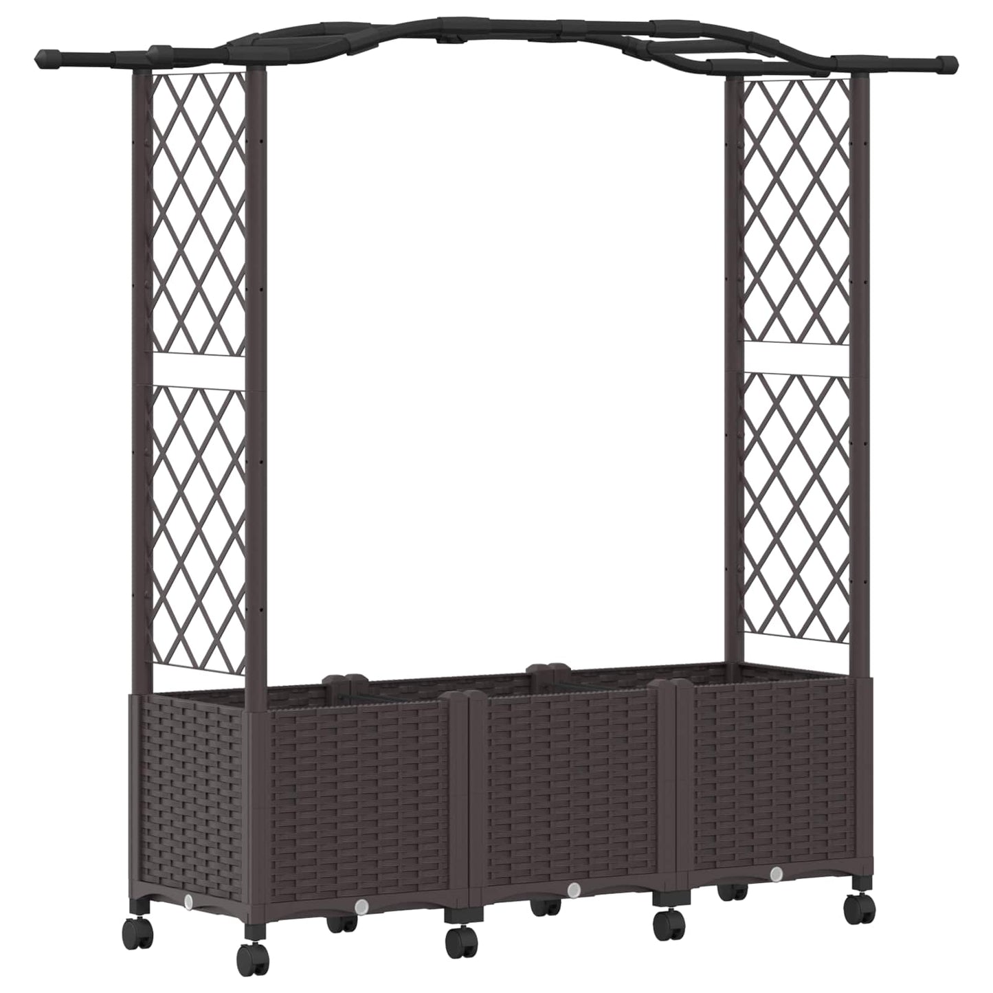 Hevet Bed med Trellis og Tak Brun 164 x 40 x 144 cm PP