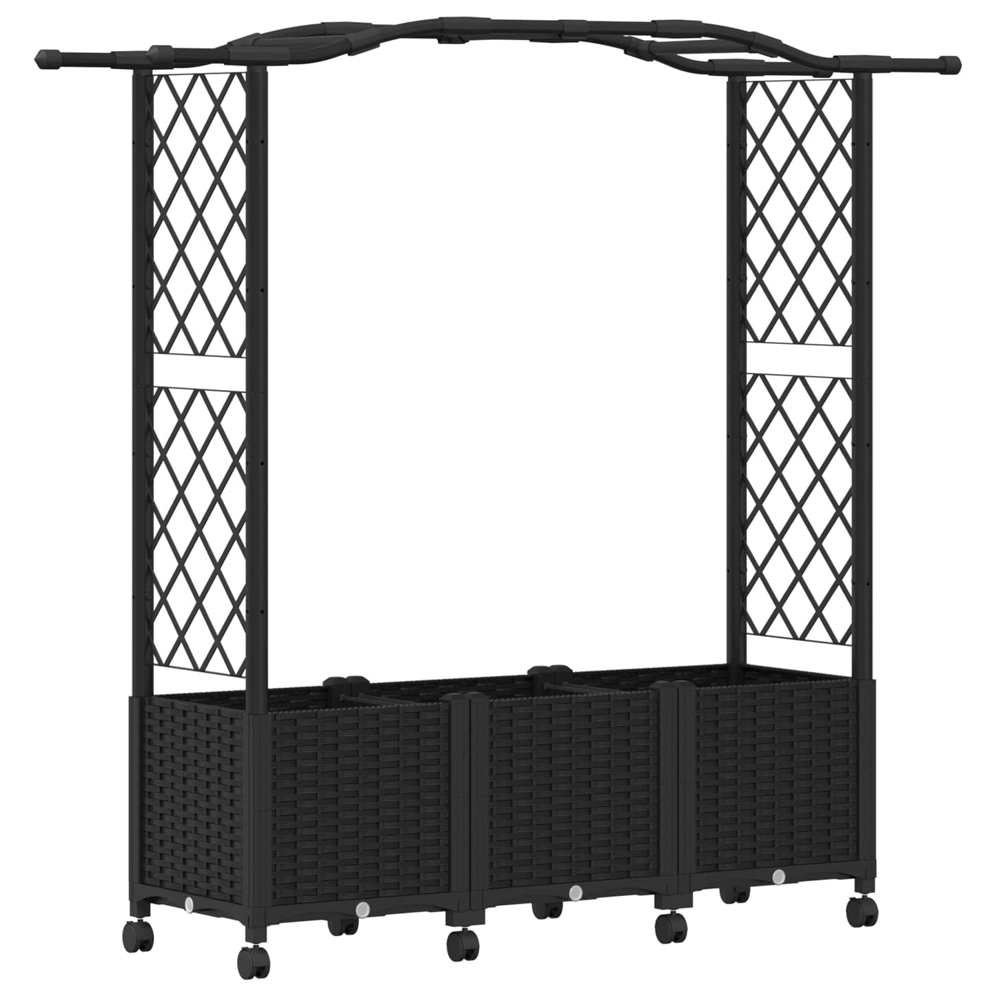 Hevet Bed med Trellis og Tak Svart 164 x 40 x 144 cm PP