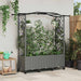 Hevet Bed med Trellis og Tak Lysegrå 164 x 40 x 144 cm PP