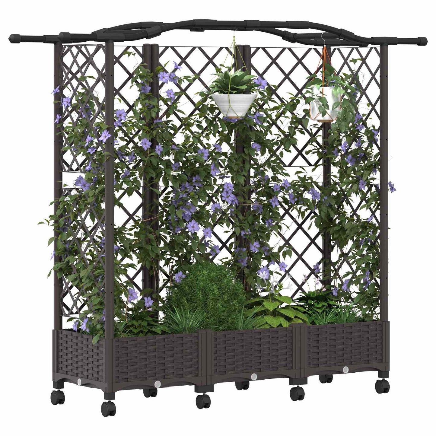 Hevet Bed med Trellis og Tak Brun 163 x 40 x 129 cm PP