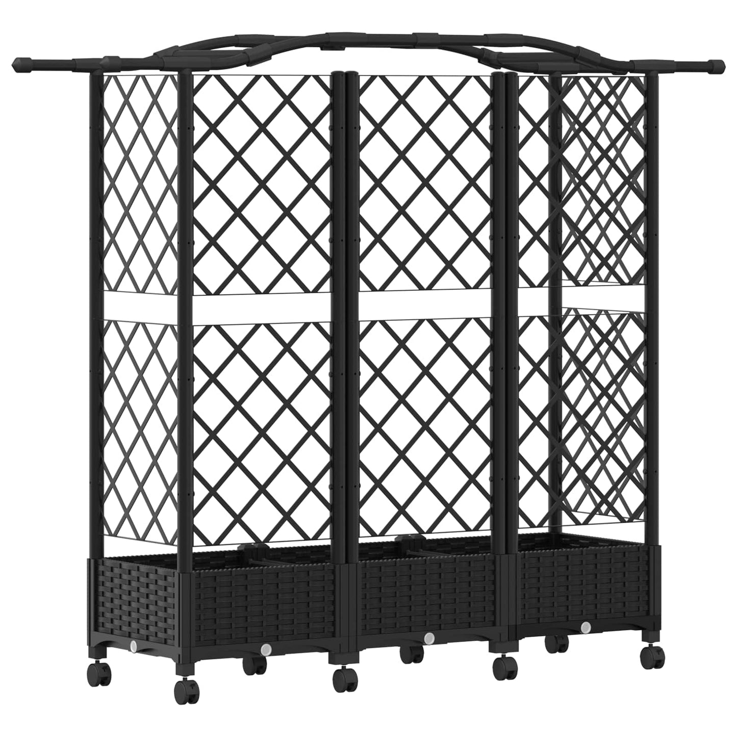 Hevet Bed med Trellis og Tak Svart 163 x 40 x 129 cm PP