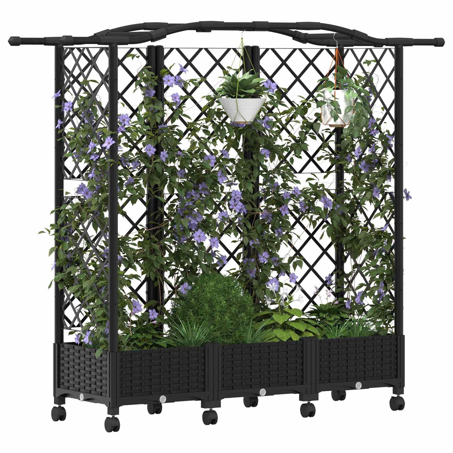 Hevet Bed med Trellis og Tak Svart 163 x 40 x 129 cm PP