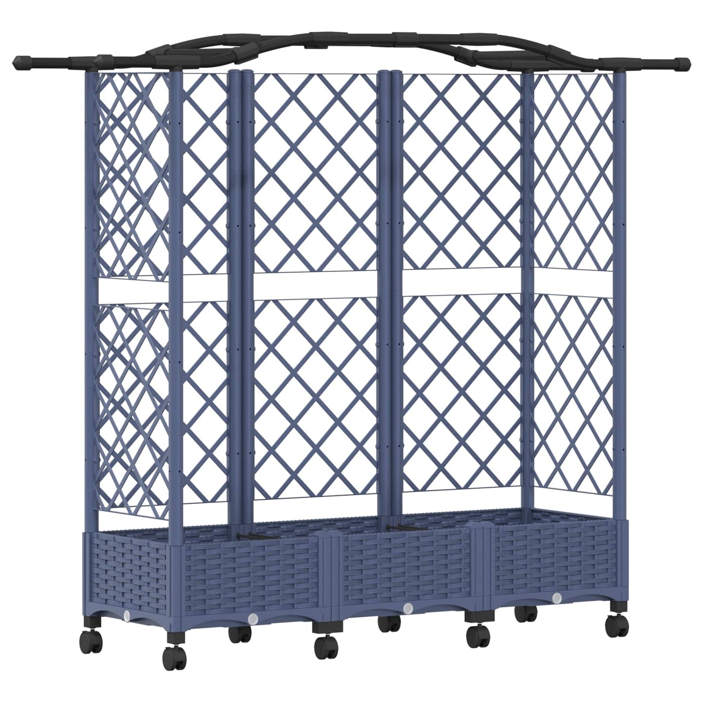 Hevet Bed med Trellis og Tak Grå 163 x 40 x 129 cm PP
