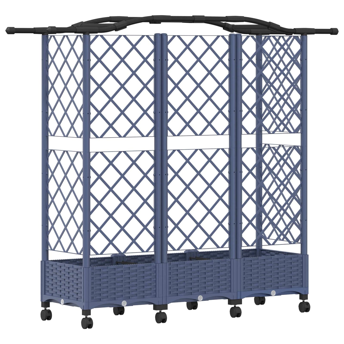 Hevet Bed med Trellis og Tak Grå 163 x 40 x 129 cm PP