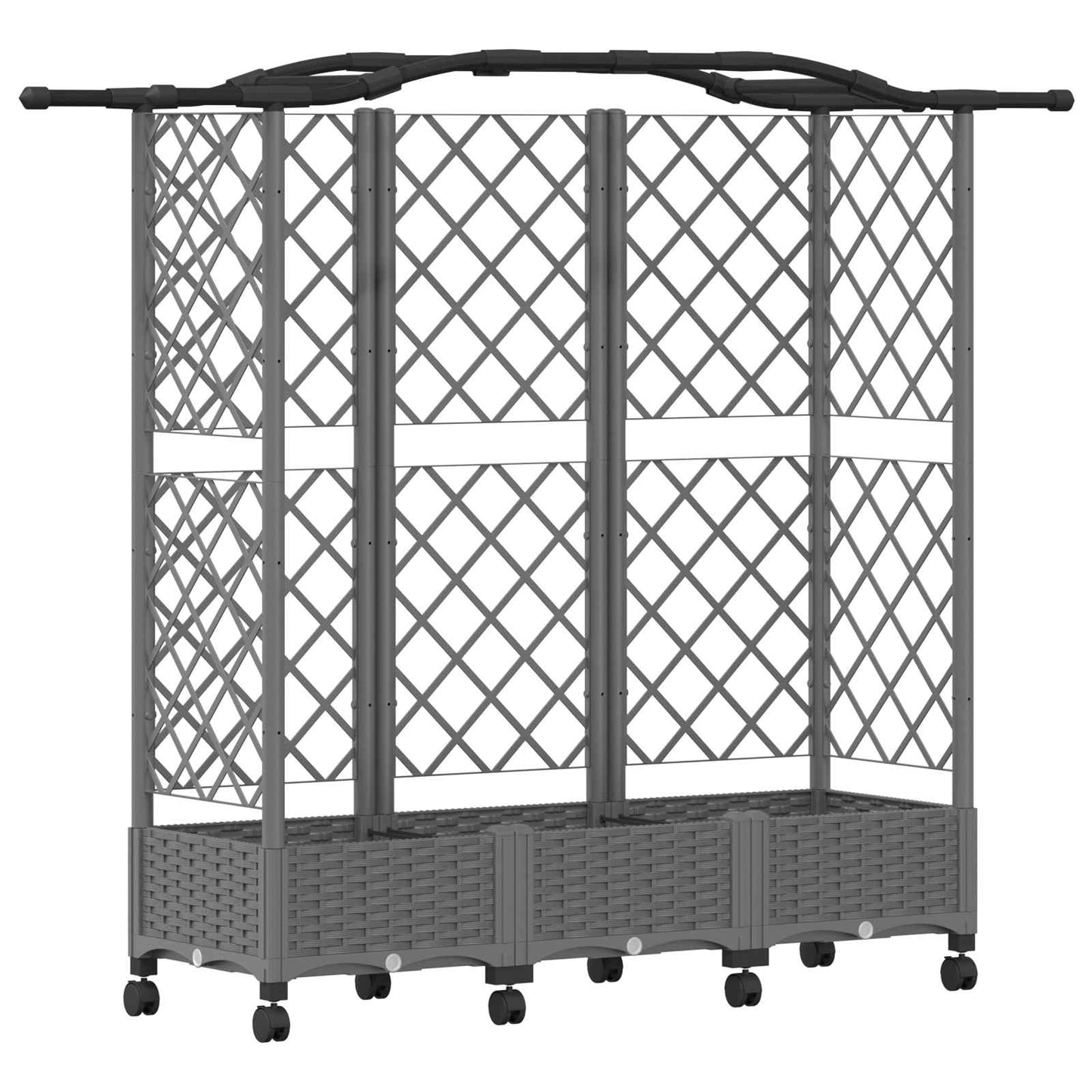 Hevet Bed med Trellis og Tak Lysegrå 163 x 40 x 129 cm PP
