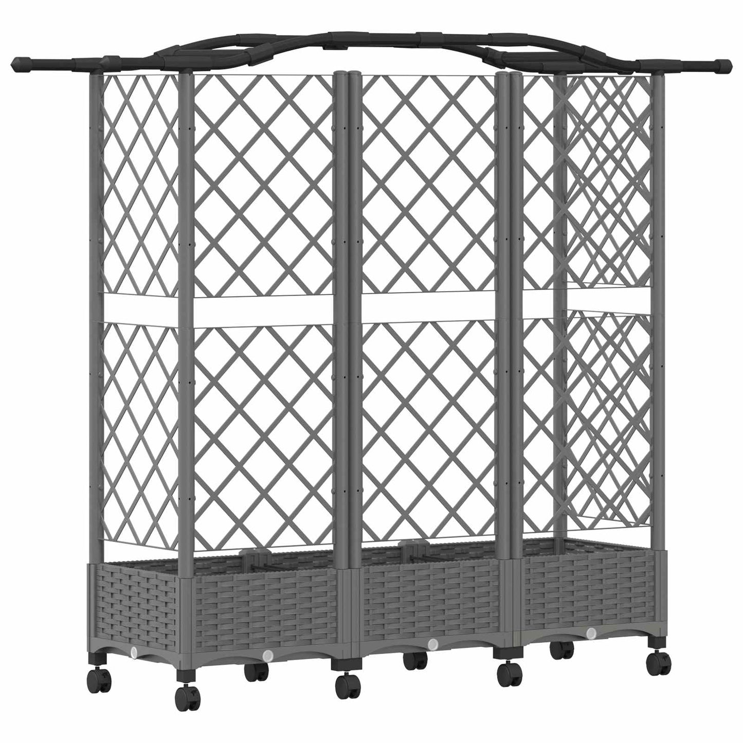 Hevet Bed med Trellis og Tak Lysegrå 163 x 40 x 129 cm PP