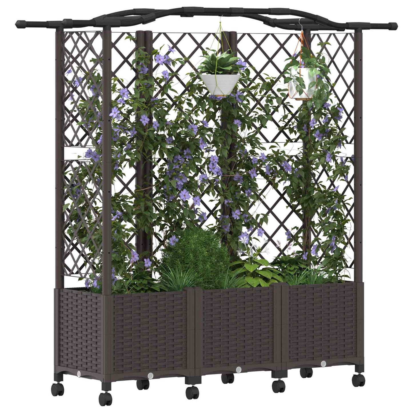 Hevet Bed med Trellis og Tak Brun 163 x 40 x 144 cm PP