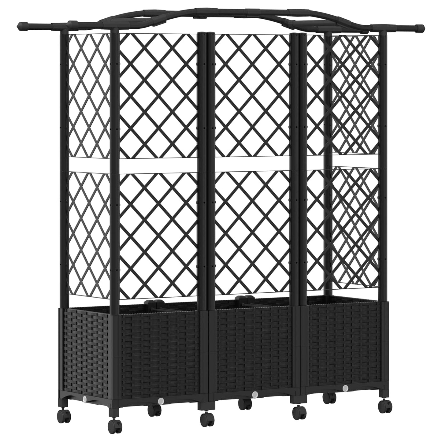 Hevet Bed med Trellis og Tak Svart 163 x 40 x 144 cm PP