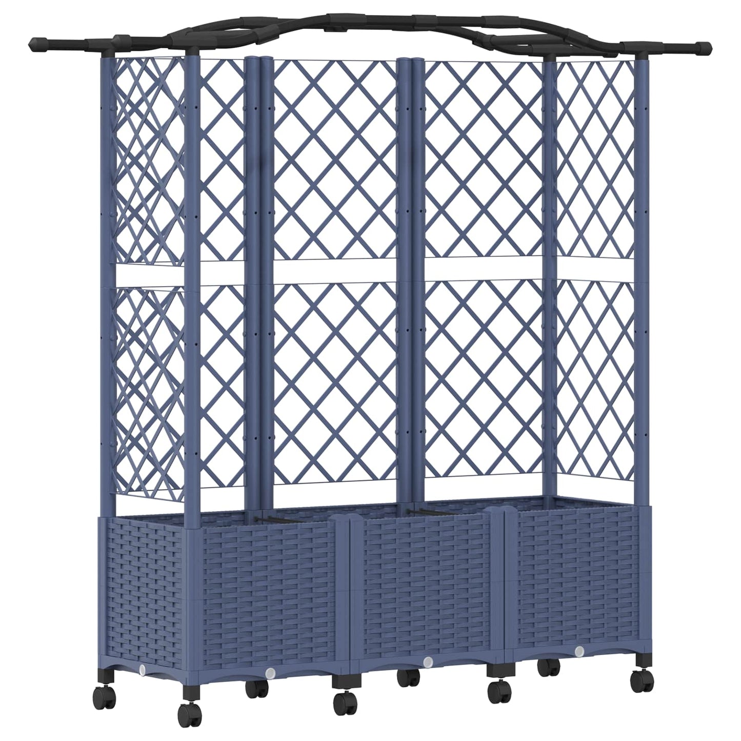 Hevet Bed med Trellis og Tak Grå 163 x 40 x 144 cm PP
