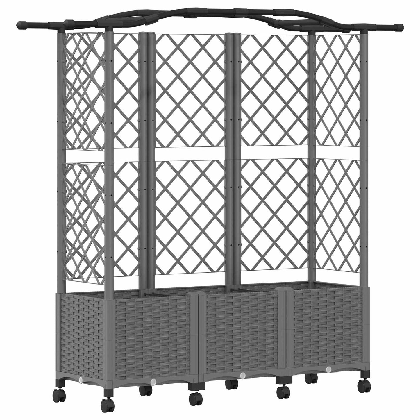 Hevet Bed med Trellis og Tak Lysegrå 163 x 40 x 144 cm PP