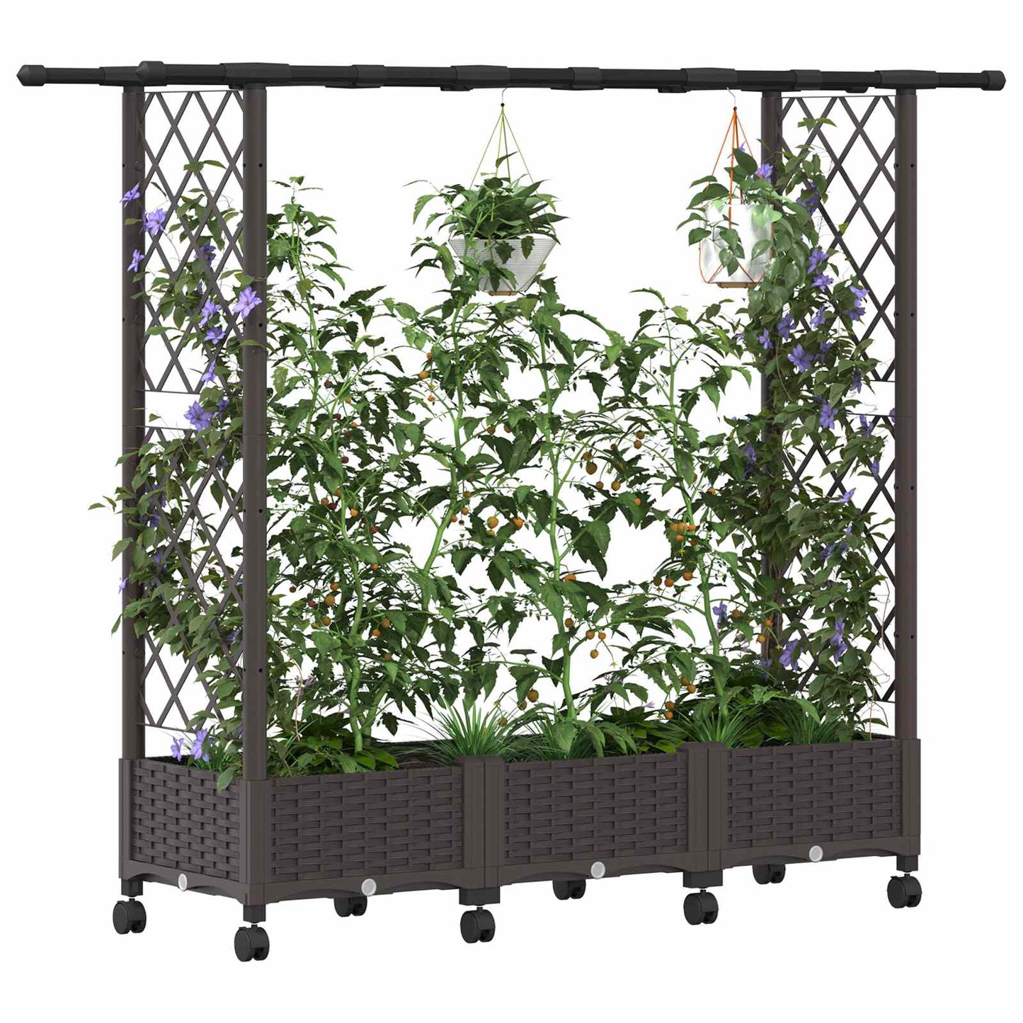 Hevet Bed med Trellis og Tak Brun 164 x 40 x 127 cm PP