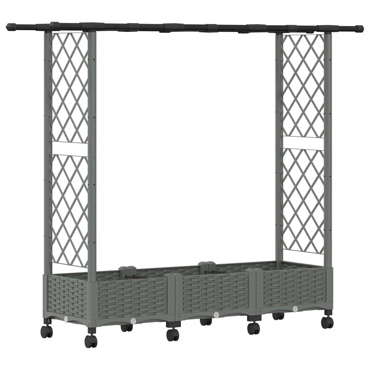 Hevet Bed med Trellis og Tak Lysegrå 164 x 40 x 127 cm PP