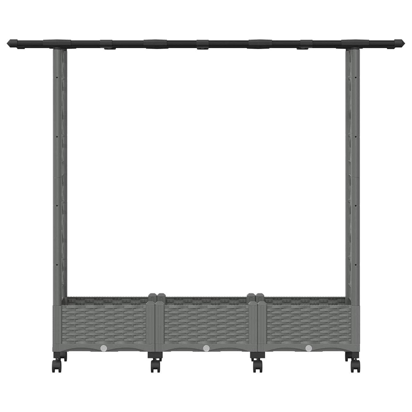 Hevet Bed med Trellis og Tak Lysegrå 164 x 40 x 127 cm PP