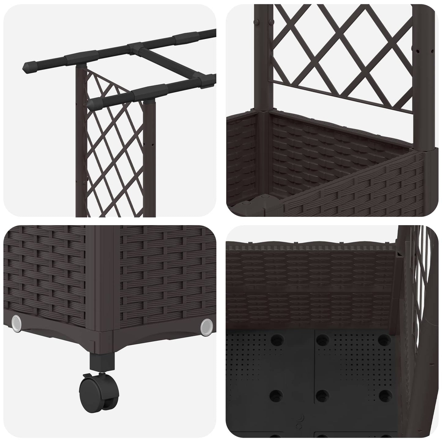 Hevet Bed med Trellis og Tak Brun 162,5 x 40 x 142 cm PP