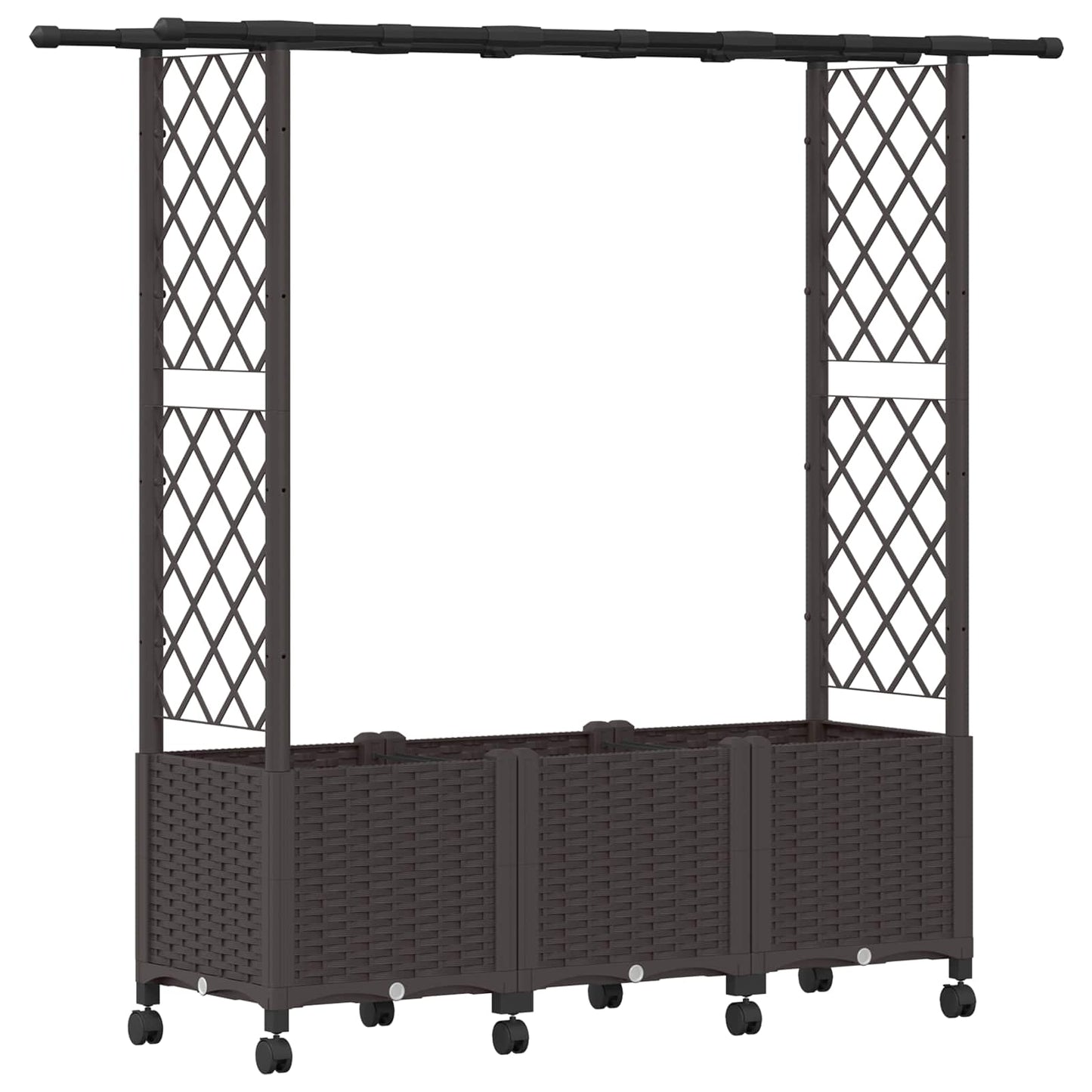 Hevet Bed med Trellis og Tak Brun 162,5 x 40 x 142 cm PP