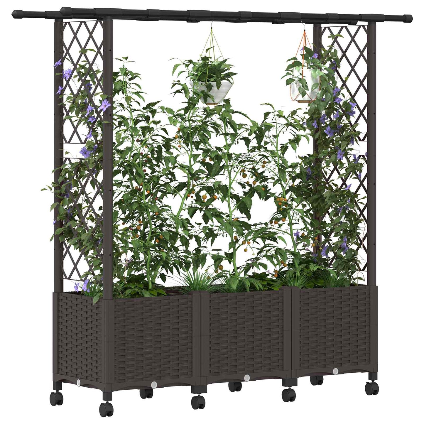 Hevet Bed med Trellis og Tak Brun 162,5 x 40 x 142 cm PP