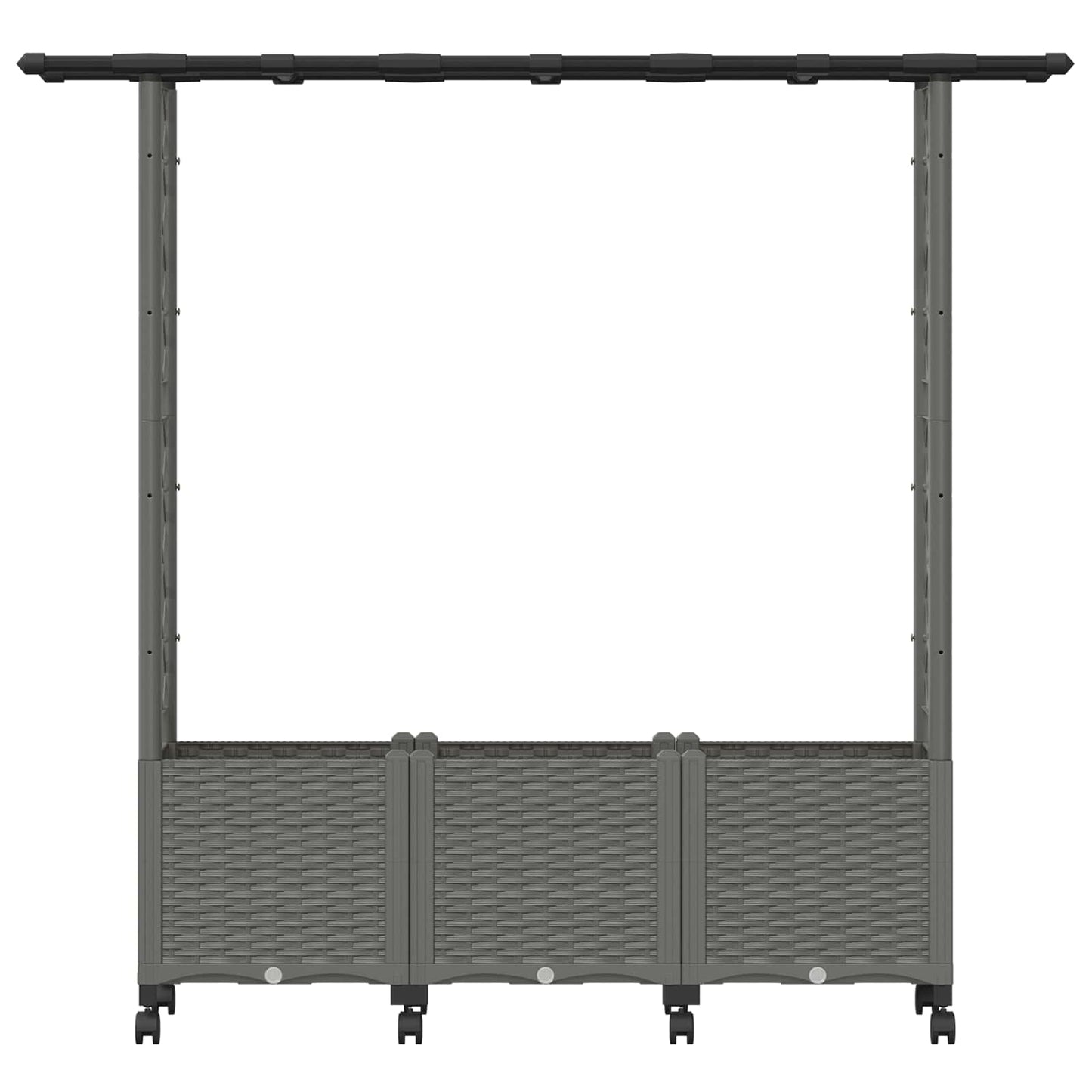 Hevet Bed med Trellis og Tak Lysegrå 162,5 x 40 x 142 cm PP