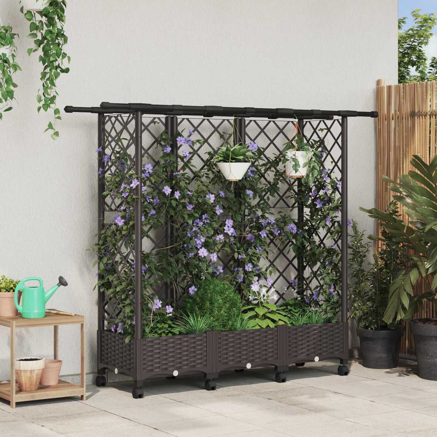 Hevet Bed med Trellis og Tak Brun 164 x 40 x 127 cm PP