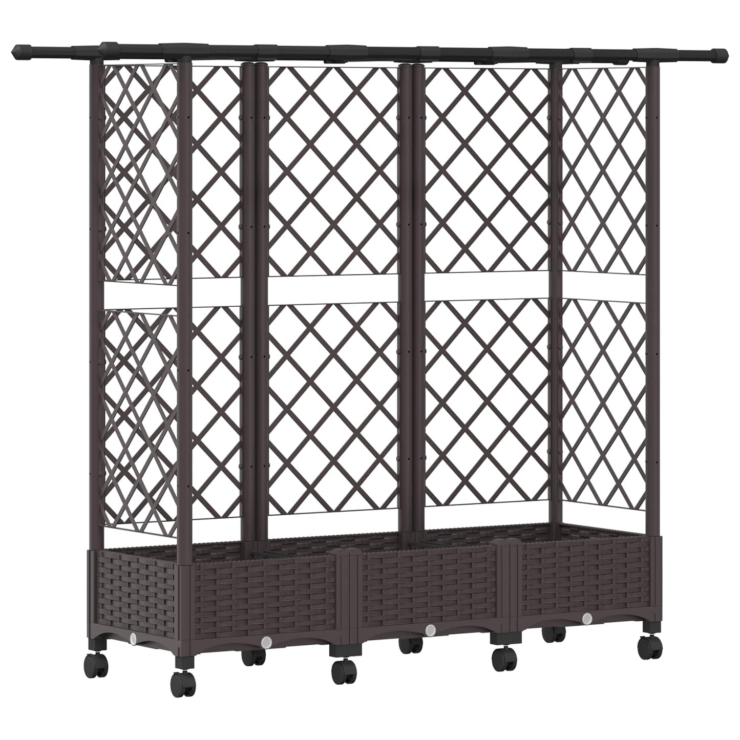 Hevet Bed med Trellis og Tak Brun 164 x 40 x 127 cm PP