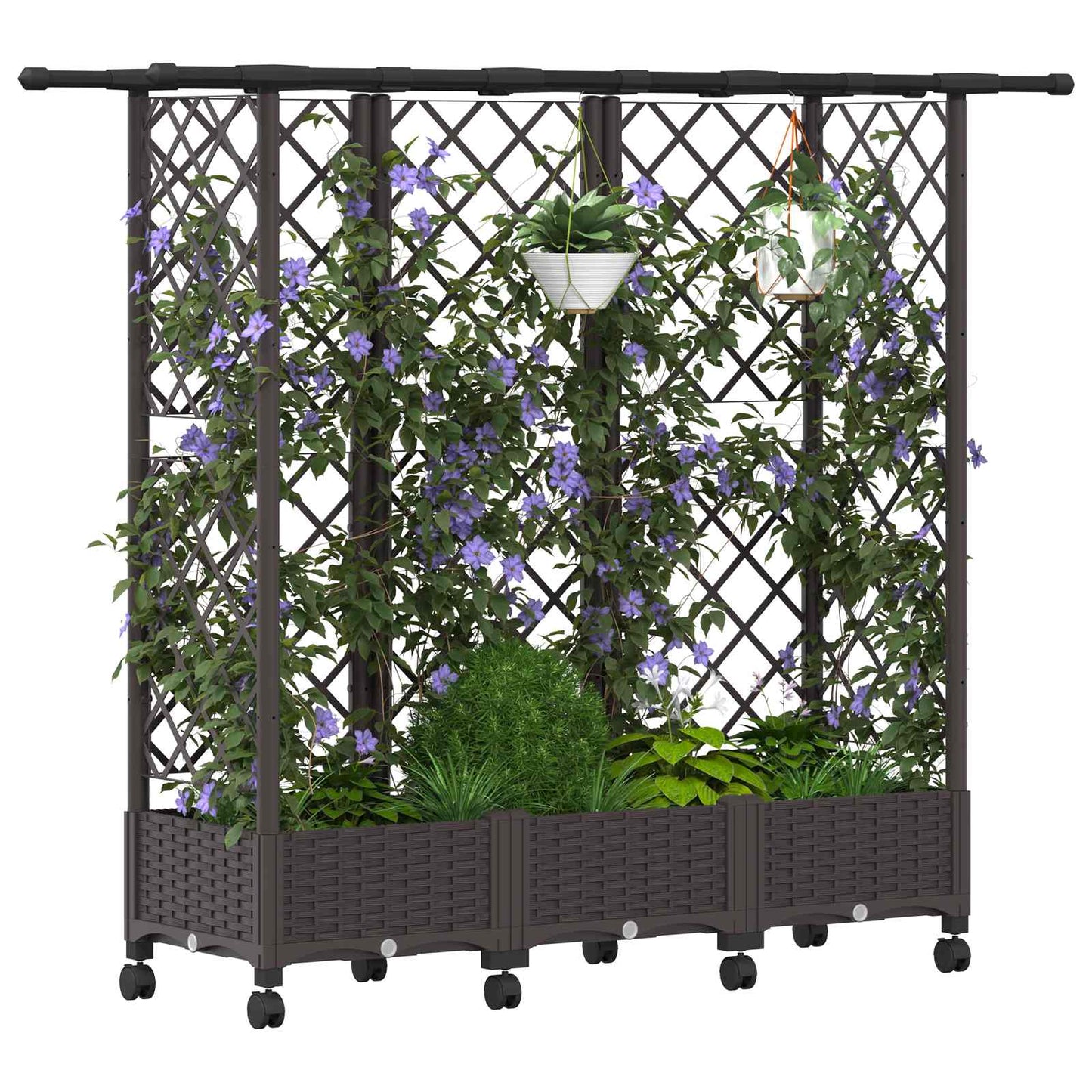 Hevet Bed med Trellis og Tak Brun 164 x 40 x 127 cm PP