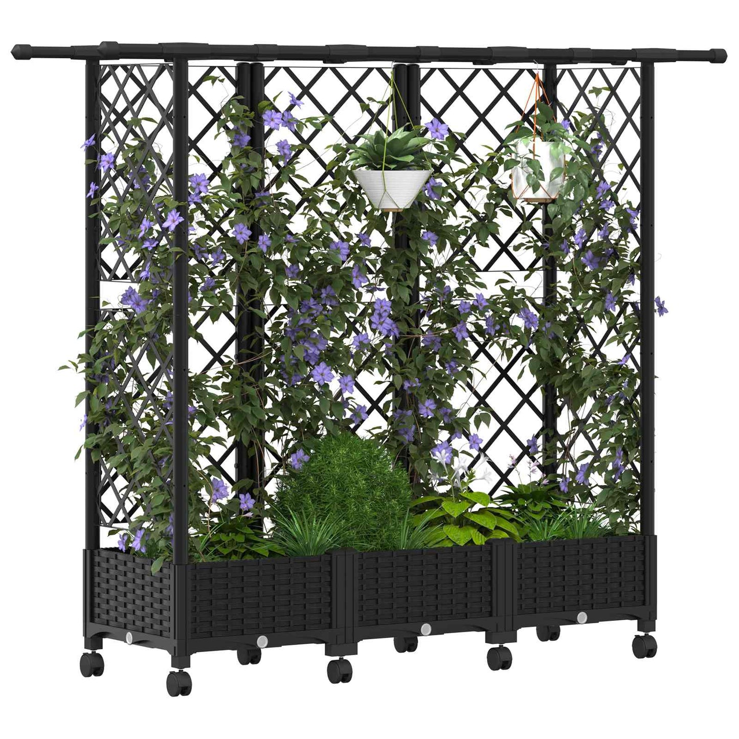 Hevet Bed med Trellis og Tak Svart 164 x 40 x 127 cm PP