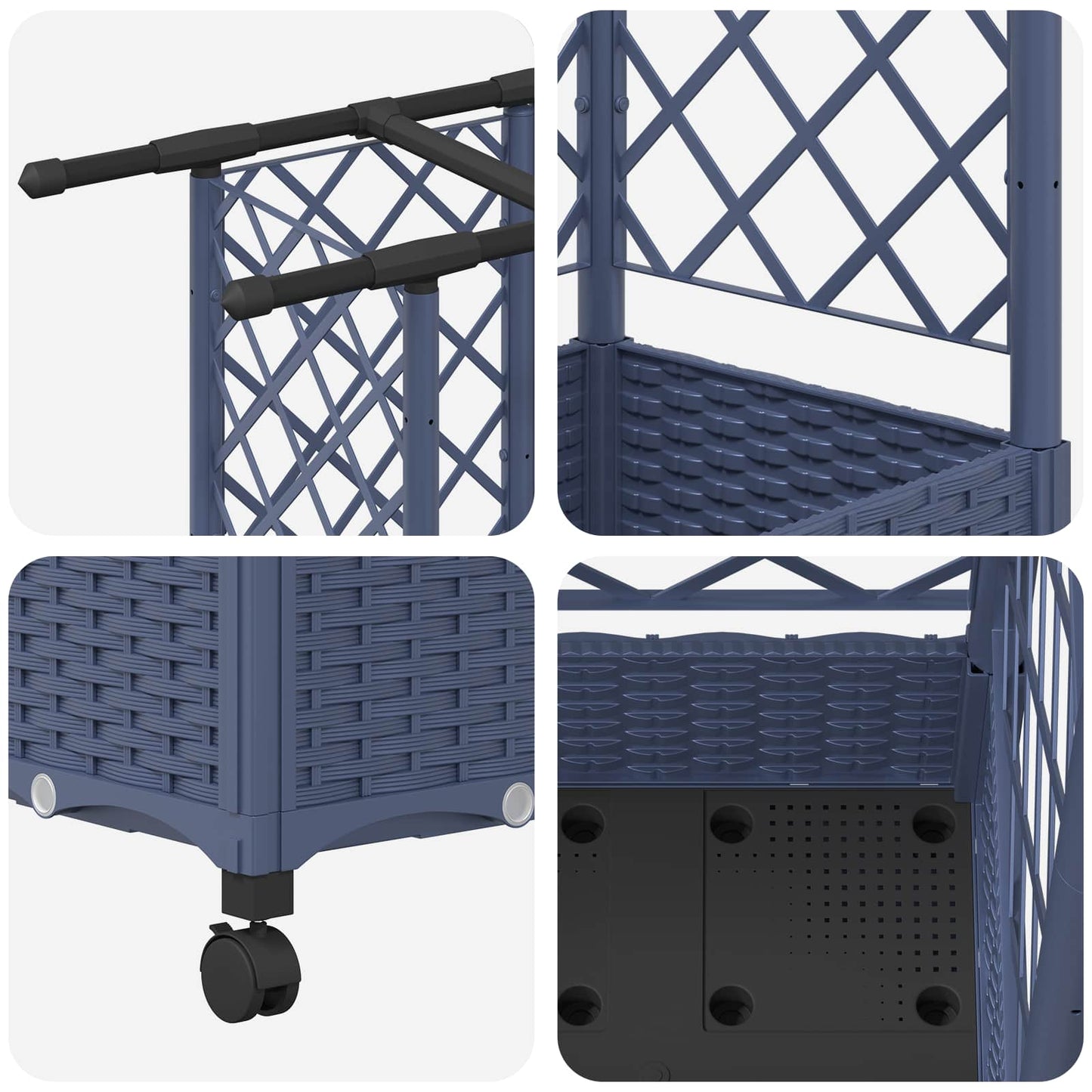 Hevet Bed med Trellis og Tak Grå 164 x 40 x 127 cm PP