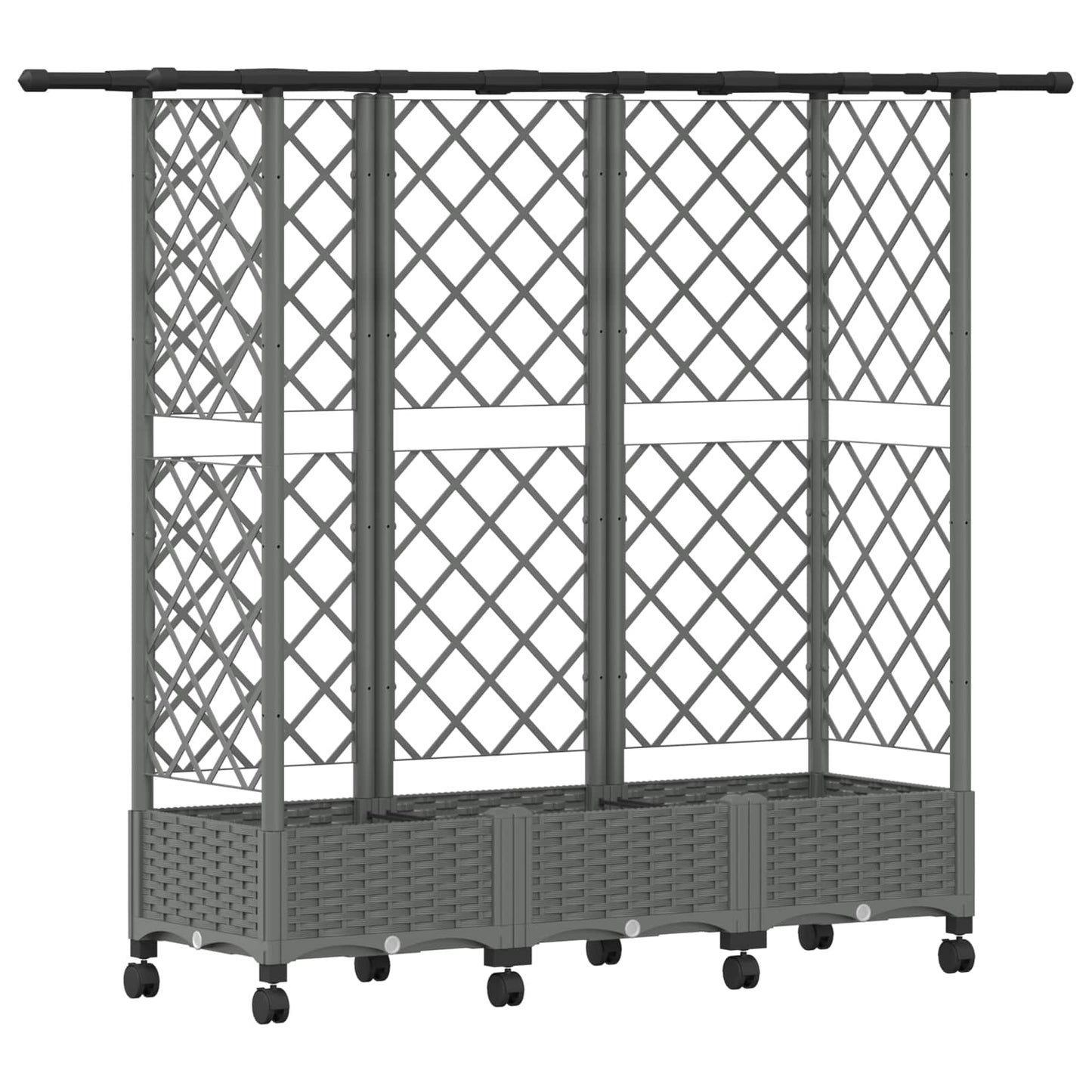 Hevet Bed med Trellis og Tak Lysegrå 164 x 40 x 127 cm PP