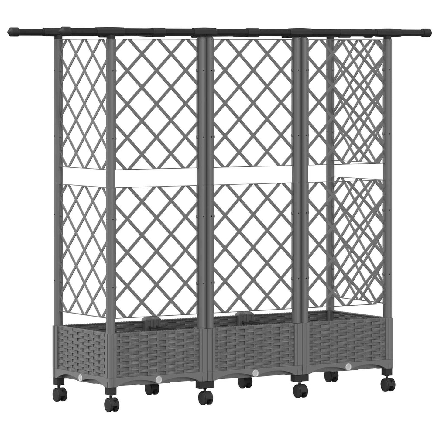 Hevet Bed med Trellis og Tak Lysegrå 164 x 40 x 127 cm PP