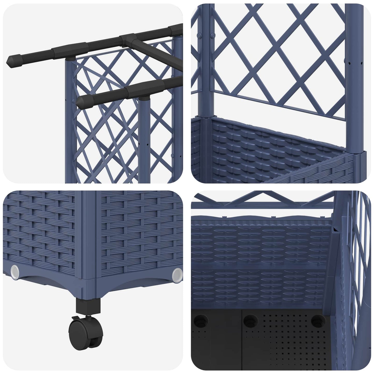 Hevet Bed med Trellis og Tak Grå 163,5 x 40 x 142 cm PP