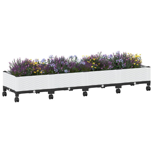 Hagekrukke med hjul Hvit 160 x 40 x 33 cm PP