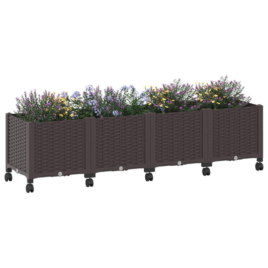 Hagekrukke med hjul Brun 160 x 40 x 44 cm PP