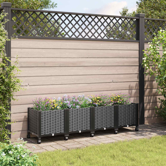 Hagekrukke med hjul Svart 160 x 40 x 44 cm PP