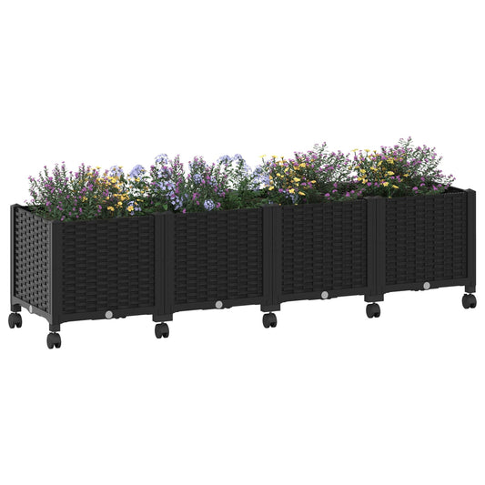 Hagekrukke med hjul Svart 160 x 40 x 44 cm PP