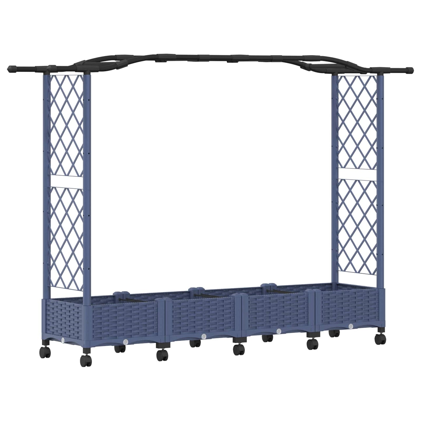 Hevet Bed med Trellis og Tak Grå 207 x 40 x 129 cm PP
